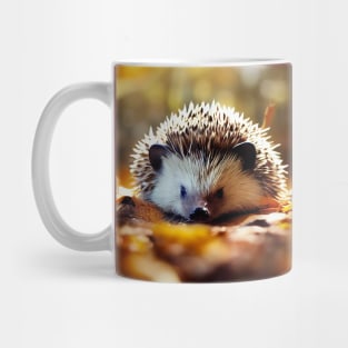 Hedgehog on autumn leaves Mug